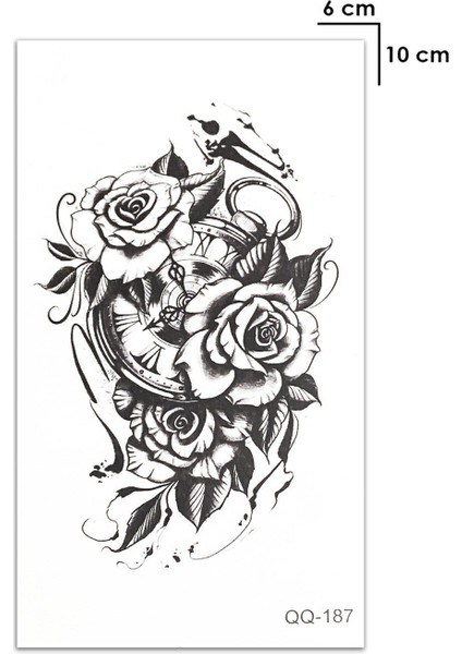 Saat ve Gül Geçici Dövme Tattoo Şık Aksesuar