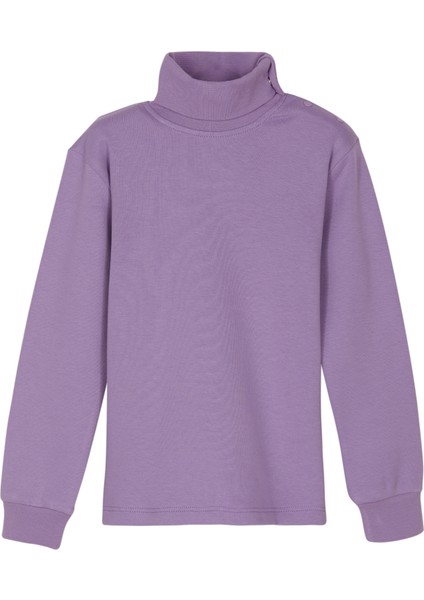 Lila Basic Kız Çocuk Çıtçıtlı Tam Balıkçı Yaka Şardonlu Kışlık Uzun Kollu Tişört fırsatları