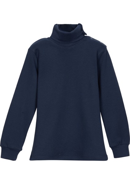 Açık Lacivert Basic Kız Çocuk Çıtçıtlı Tam Balıkçı Yaka Şardonlu Kışlık Uzun Kollu Tişört fırsatları