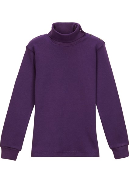 Mor Basic Kız Çocuk Çıtçıtlı Tam Balıkçı Yaka Şardonlu Kışlık Uzun Kollu Tişört modelleri