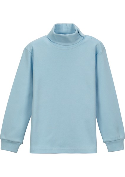 Bebek Mavisi Basic Kız Çocuk Çıtçıtlı Tam Balıkçı Yaka Şardonlu Kışlık Uzun Kollu Tişört modelleri