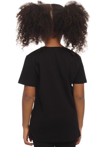Siyah Basic Unisex Çocuk Sıfır Yaka Kısa Kollu Tişört