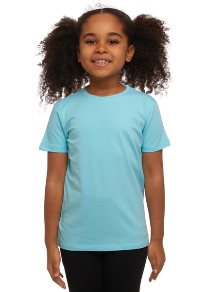 Cam Göbeği Basic Unisex Çocuk Sıfır Yaka Kısa Kollu Tişört
