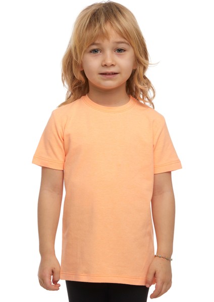 Fosfor Kayısı Basic Unisex Çocuk Sıfır Yaka Kısa Kollu Tişört