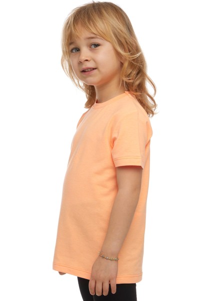 Fosfor Kayısı Basic Unisex Çocuk Sıfır Yaka Kısa Kollu Tişört fiyatları