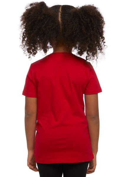 Açık Kırmızı Basic Unisex Çocuk Sıfır Yaka Kısa Kollu Tişört