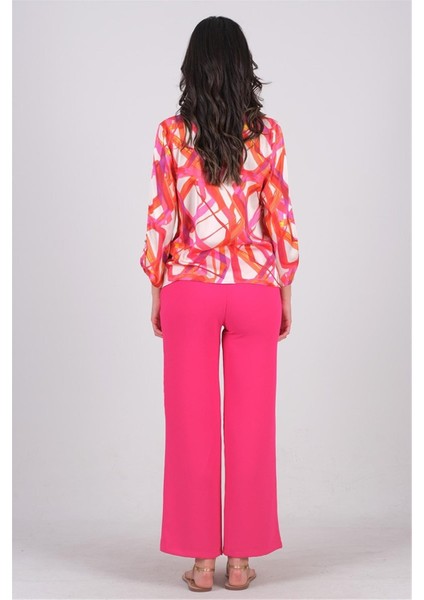 Cartlidge Kemersiz Pileli Metal Zincirli Pantolon Fuşya modelleri