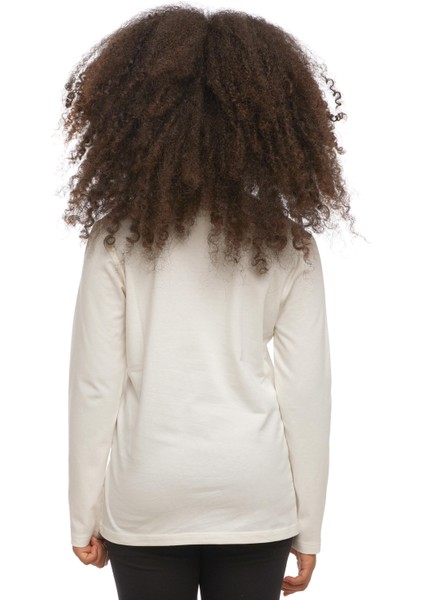 Ekru Basic Unisex Çocuk Mevsimlik Sıfır Yaka Uzun Kollu Tişört modelleri