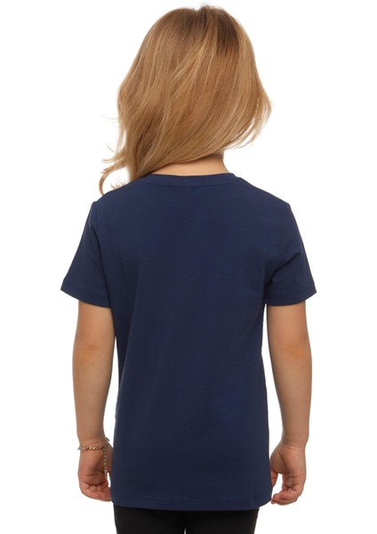 Açık Lacivert Basic Unisex Çocuk Sıfır Yaka Kısa Kollu Tişört modelleri