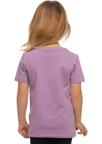 Lila Basic Unisex Çocuk Sıfır Yaka Kısa Kollu Tişört modelleri