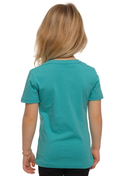 Açık Petrol Basic Unisex Çocuk Sıfır Yaka Kısa Kollu Tişört modelleri