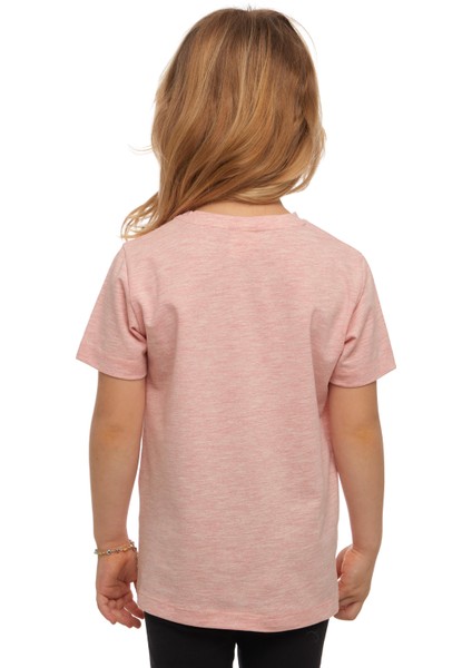 Koyu Pembe Melanj Basic Unisex Çocuk Sıfır Yaka Kısa Kollu Tişört modelleri