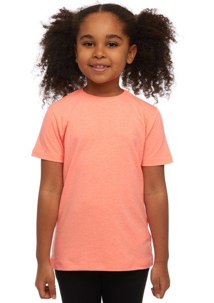 Fosfor Turuncu Basic Unisex Çocuk Sıfır Yaka Kısa Kollu Tişört