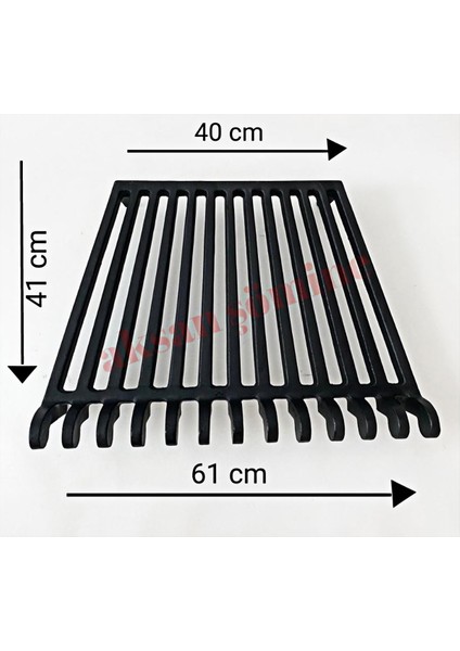 Şömine Aksesuarcısı Döküm Küllüklü Şömine Izgarası 61 cm x 40 cm x 45 cm 13'lü Izgara