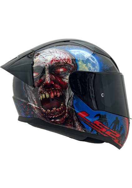Rapıd 2 Zombıe Siyah-Kırmızı Kask Siyah Cam+Spoiler