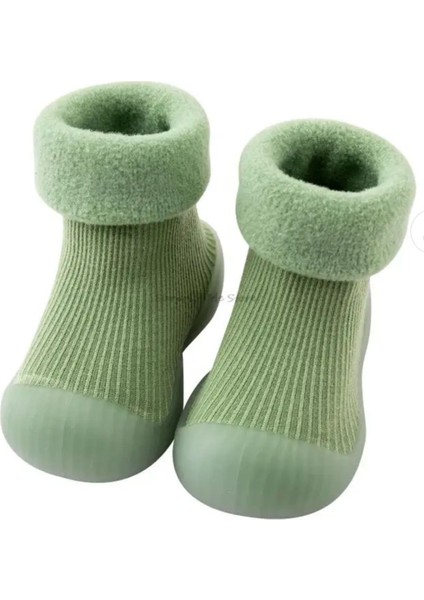 Kaydırmaz Kışlık Ev Patiği - Corap Patik 22-23 (1-2 Yas) Yesil