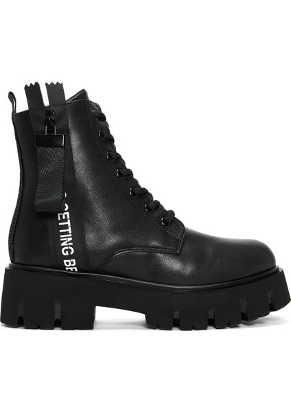 Kadın Siyah Fermuarlı Casual Postal Bot 23WFE221018