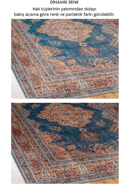 Fuga Yumuşak Dokulu Lacivert/ Kahverengi Klasik Desenli Halı Ka 37 indirimleri