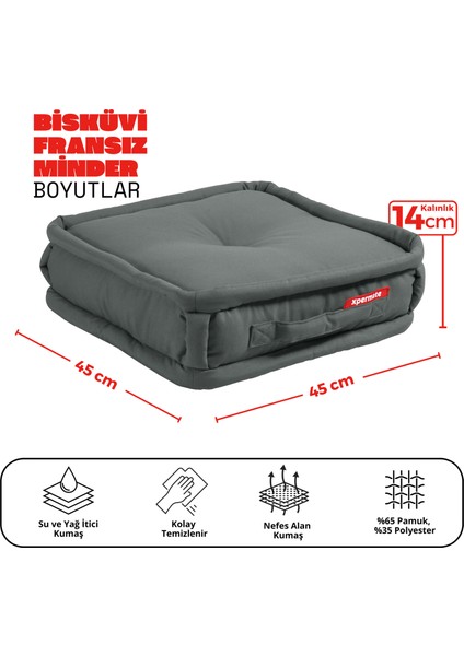 Bisküvi Minder Petek Önü Palet Üstü Minderi Fransız Minder Bank Ve Bahçe Minderi 45x45x14 Cm Antrasit