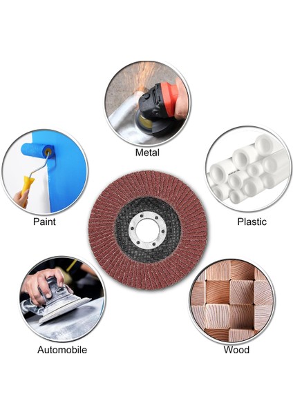 10 Adet 115x 22 mm Flap Disk Zımpara Ahşap - Metal (Alüminyum-Oksit)