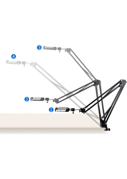 Tablet&telefon Tutucu Stand-Uzun Kollu Masa Üstü Stant-Ayarlanabilir Esnek Açılı 360° Oynar Başlıklı