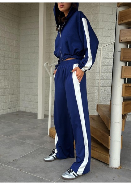 Kadın Indigo Oys Modal Şeritli Fermuarlı Alt-Üst Eşofman Takım 28309 indirimleri