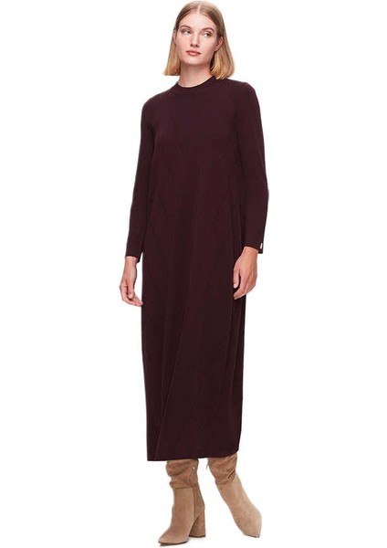 Mor Örgü Desenli Triko Elbise T25K-4000 fiyatları