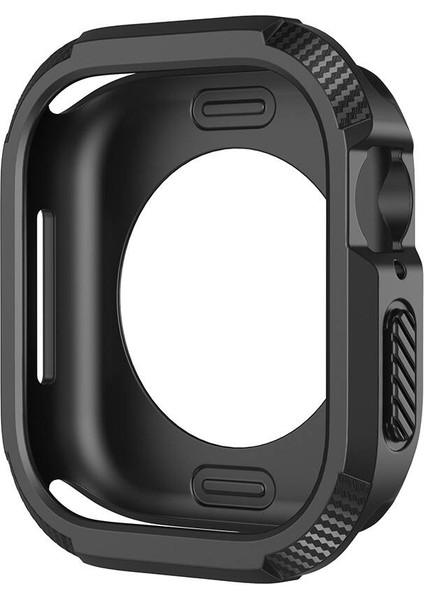 Apple Watch 10 42MM Silikon Tpu Kasa Koruyucu Watch Gard 17 Siyah