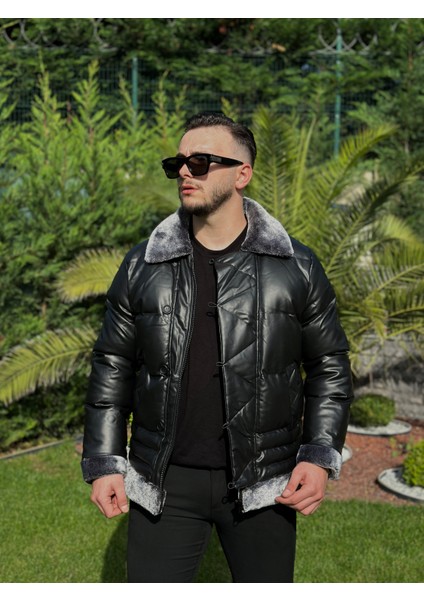 Erkek Yakası Kürklü Deri Mont fiyatları