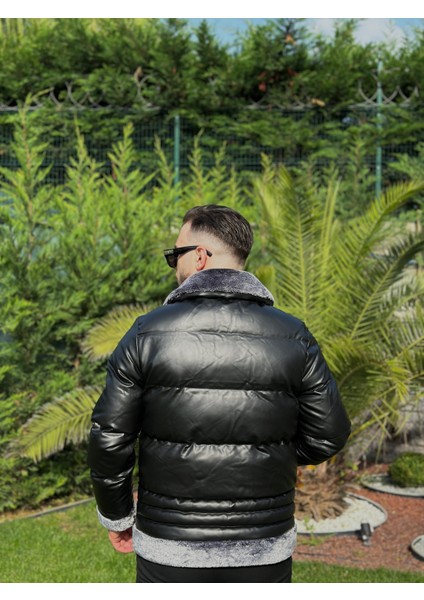 Erkek Yakası Kürklü Deri Mont modelleri