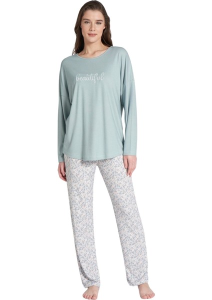Kadın Yeşil Uzun Kol Pijama Takım 1715