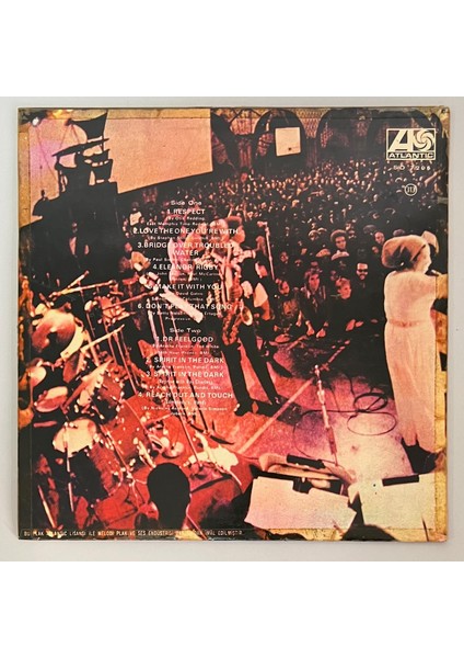 Aretha Franklin Live At Fillmore West Lp Plak Orjinal Dönem 1973 Türk Baskı Plak) Kapak 8 / Plak 8-8.5