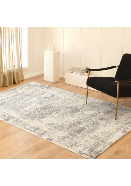 7/24 Sahara Marta Gri 100x300 cm Salon Mutfak Halısı Yolluk Kilim
