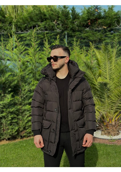 Erkek Uzun Dolum Şişme Mont