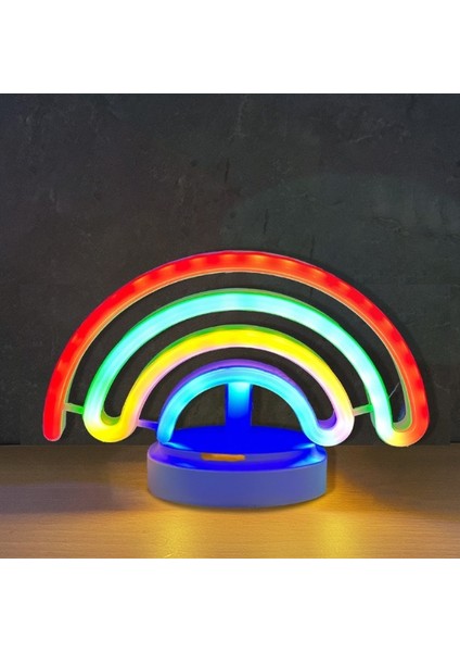 Neon Işık Gece Lambası Ev Için Neon Lamba Düğün Parti Dekoru Için Duvar Dekoru Gökkuşağı Tasarımlı