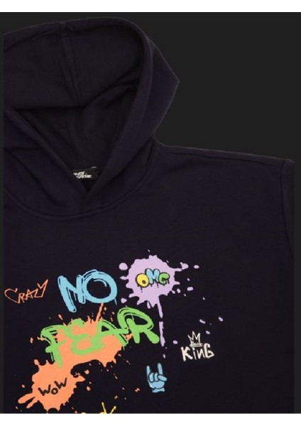 Erkek Çocuk Baskılı Kapüşonlu Sweatshırt 72686