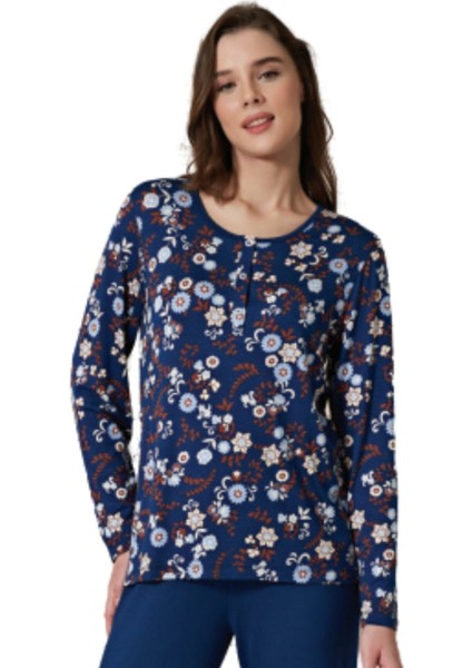 Kadın Lacivert Uzun Kol Pijama Takım 1724