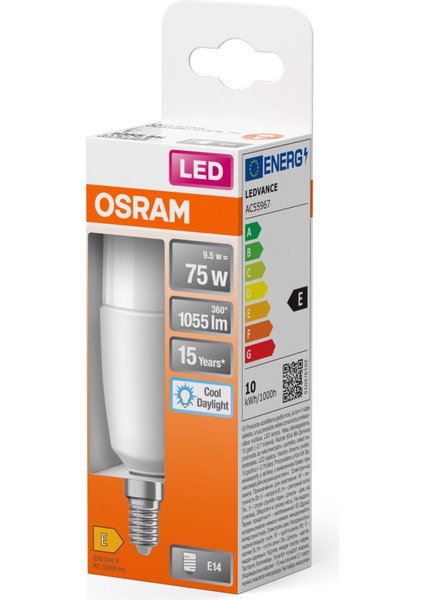 Led 9W 6500K 1055lm E14 Duy Beyaz Işık Ampul