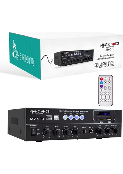 MV-510 50 Watt USB Sd Kart Bluetooth Girişli Hat Trafolu Anfi