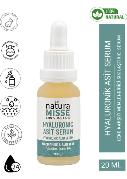 NaturaMisse Hyaluronic Asit Serum (Hyalüronik Asit %2) Yoğun Nemledirici Cilt Tonu Eşitleyici Cilt Bakım Serumu