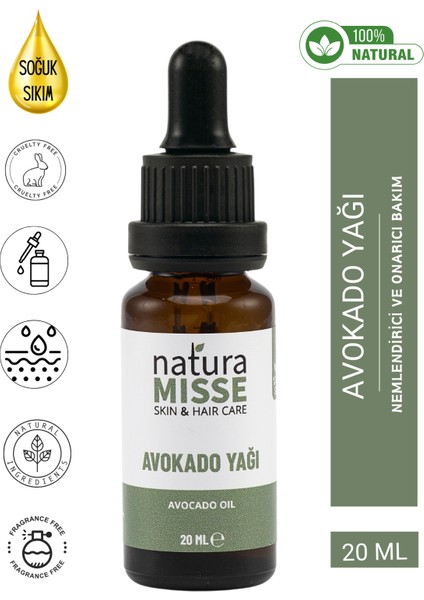 NaturaMisse Avokado Yağı 20 ml (Soğuk Sıkım) Doğal