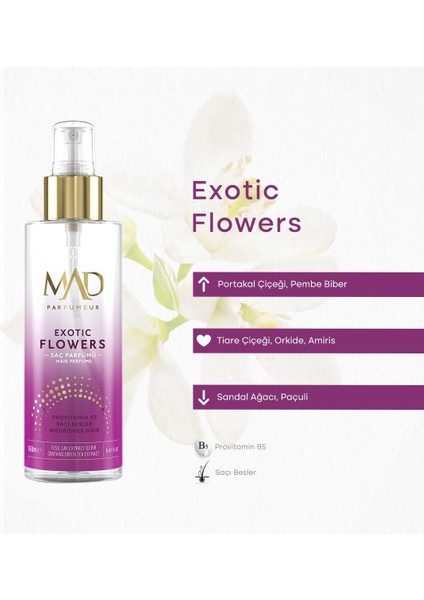 Mad Exotic Flowers 160 ml Saç Parfümü