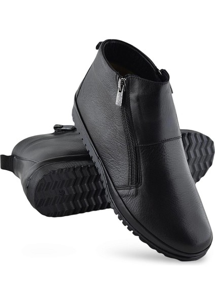 380K Ortopedik Taban Hakiki Deri Siyah Anne Botu Kadın Çift Fermuarlı Bot Ayakkabı modelleri