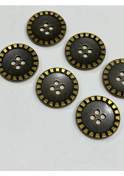 Kaban Mont Düğmesi 6 Lı Set / Oksit Metal Düğme / 2,2 cm