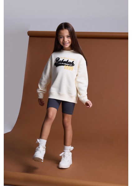 Kids Girl Kolej Aplikeli Sweatshirt