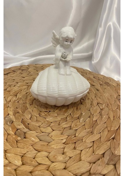 Poli Oturan Peri Melek Biblo Kutu Seramik