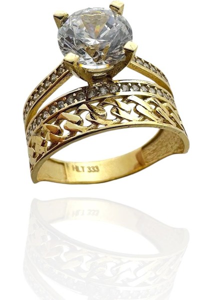 Tek Taş Gurmet Model Alyans Ikili Kombin Günlük 8 Ayar Altın Yüzük fiyatları