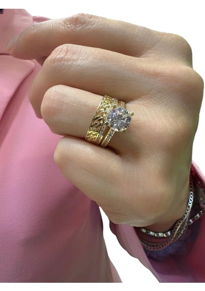 Tek Taş Gurmet Model Alyans Ikili Kombin Günlük 8 Ayar Altın Yüzük modelleri