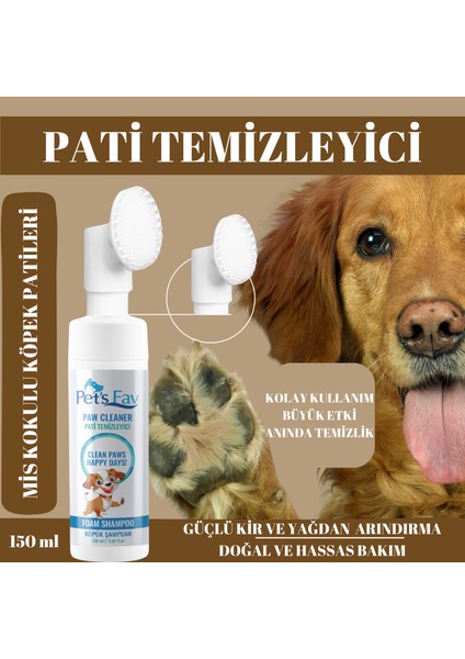 Köpek Hızlı ve Pratik Pati Temizleyici Organik ve Doğal Kuru Köpük Şampuanı Özel Fırçalı Başlık