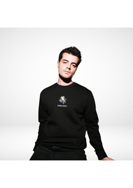 Raining Animals Kurbağa Nakışlı Sweatshirt Özel Tasarım Hoptimist Unisex Şardonlu indirimleri